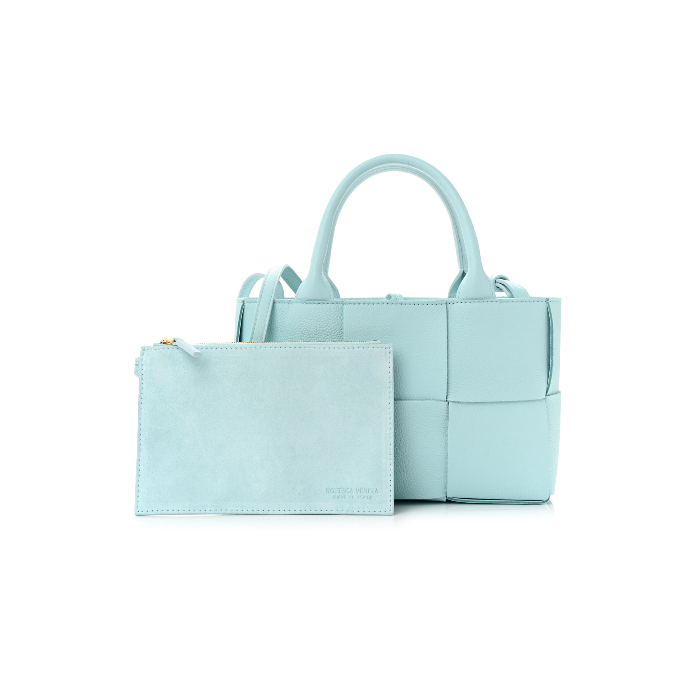 BOTTEGA VENETA GRAINED CALFSKIN MAXI INTRECCIATO MINI ARCO TOTE PALE BLUE (25*17*8cm) BOTTEGA VENETA GRAINED CALFSKIN MAXI INTRECCIATO MINI ARCO TOTE PALE BLUE (25*17*8cm)