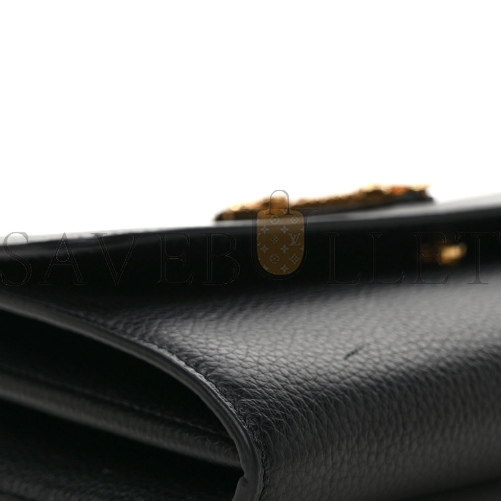 VERSACE GRAINED CALFSKIN VIRTUS WALLET ON CHAIN BLACK  (18*11*4cm)