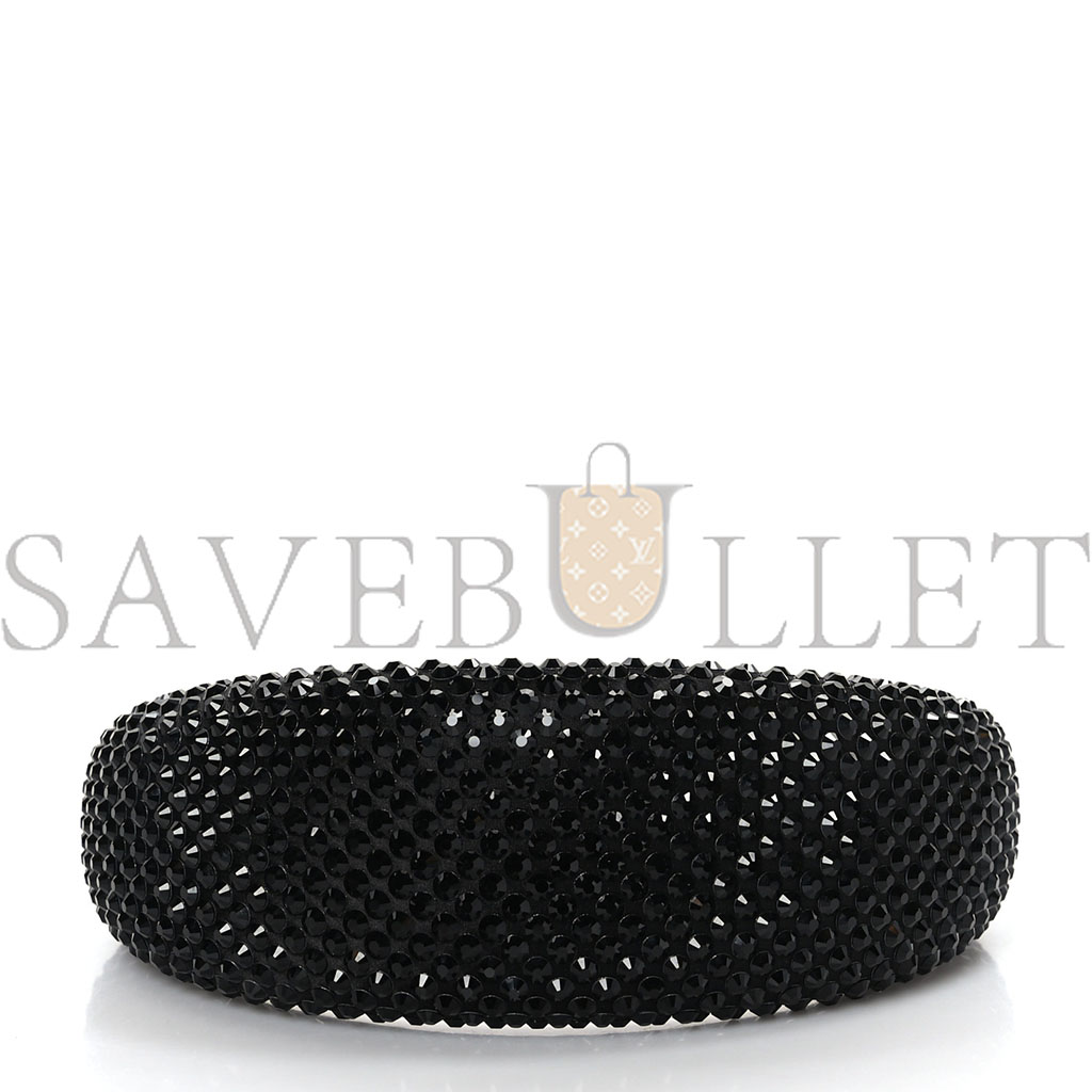 PRADA SATIN CRYSTAL EMBELLISHED HEADBAND BLACK