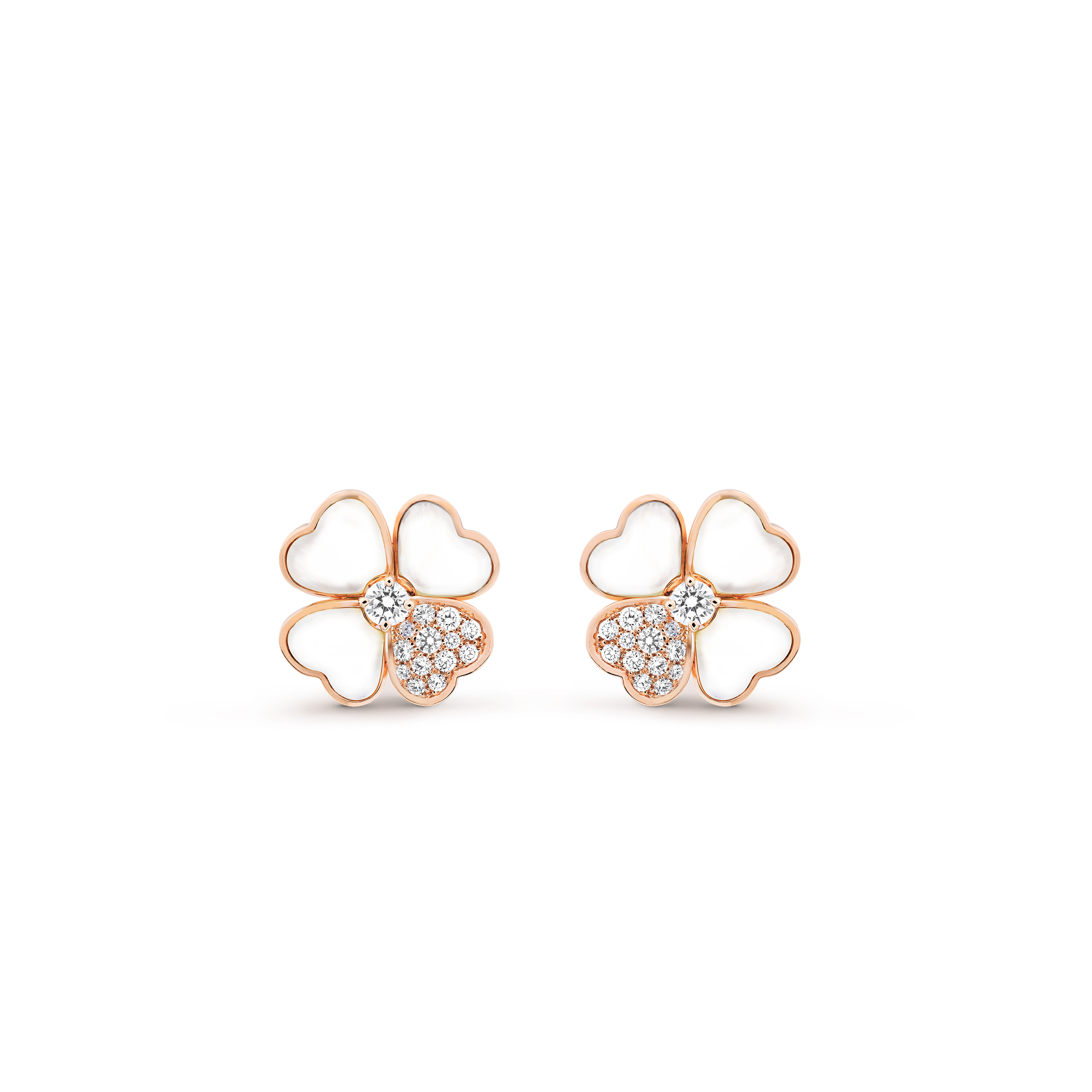 VAN CLEEF ARPELS COSMOS EARRINGS, MEDIUM MODEL - ROSE GOLD, DIAMOND, MOTHER-OF-PEARL  VCARO5BZ00