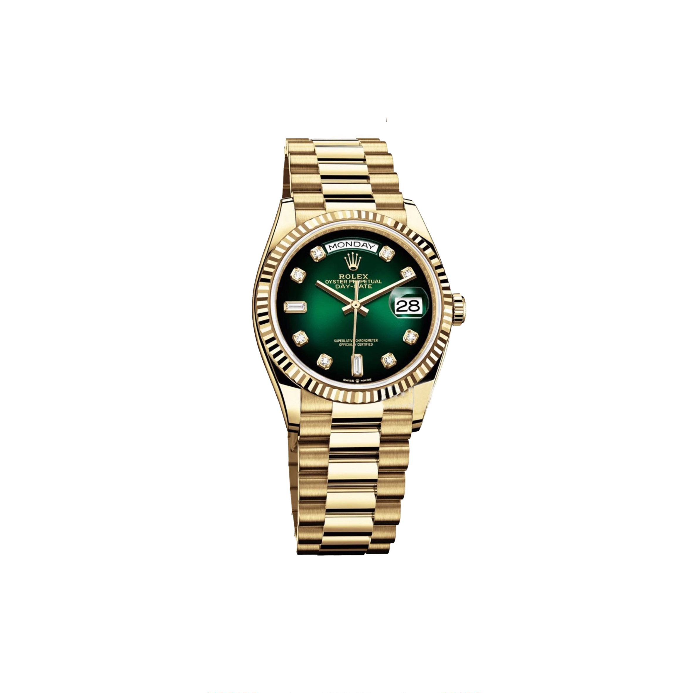 ROLEX DAY-DATE SERIES GOLD STEEL BAND WATCH 128238-0069