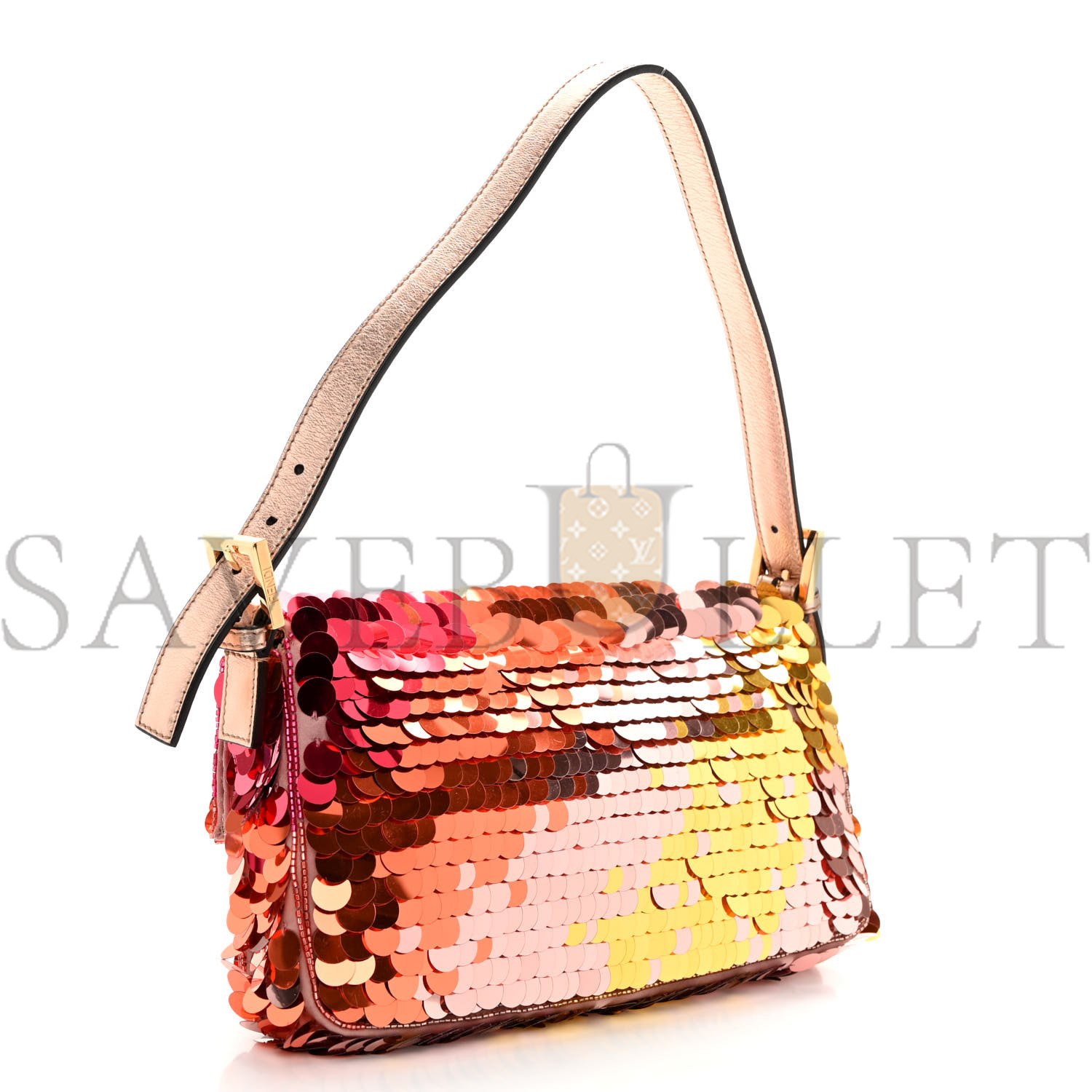 FENDI SEQUIN PAILLETTES VITELLO LAMINATO STRIPED BAGUETTE 1997 MULTICOLOR (27*15*6cm) FENDI SEQUIN PAILLETTES VITELLO LAMINATO STRIPED BAGUETTE 1997 MULTICOLOR (27*15*6cm)