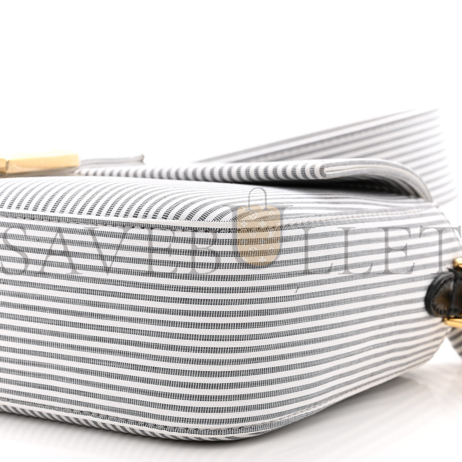 FENDI COTTON CUOIO BRETAGNA STRIPED BAGUETTE GRIGIO WHITE BLACK (27*15*6cm) FENDI COTTON CUOIO BRETAGNA STRIPED BAGUETTE GRIGIO WHITE BLACK (27*15*6cm)
