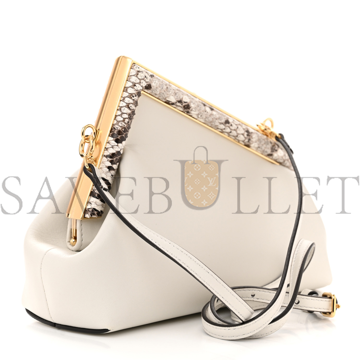 FENDI SHINY NAPPA SNAKESKIN SMALL FENDI FIRST WHITE ROCCIA (26*18*9.5cm) FENDI SHINY NAPPA SNAKESKIN SMALL FENDI FIRST WHITE ROCCIA (26*18*9.5cm)