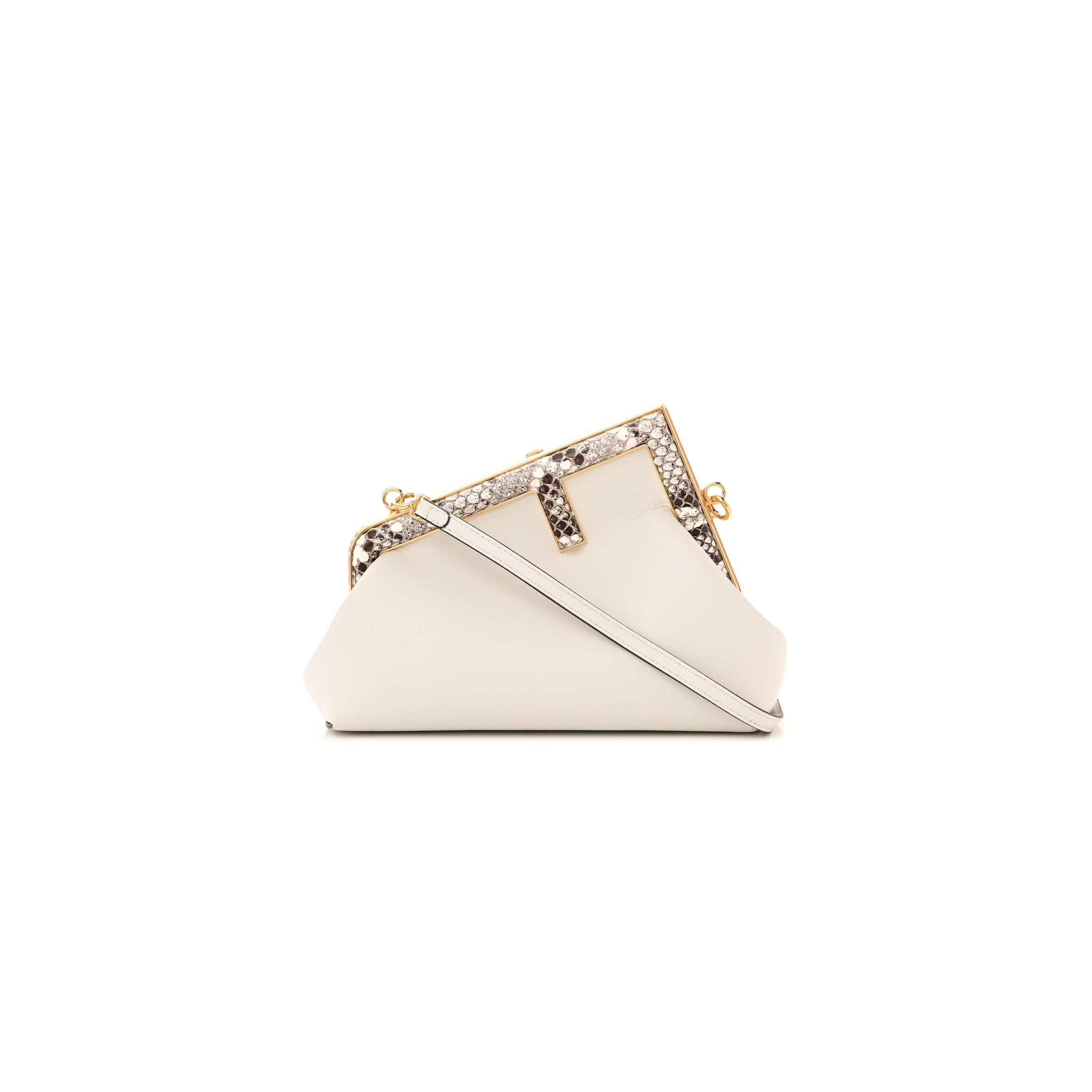 FENDI SHINY NAPPA SNAKESKIN SMALL FENDI FIRST WHITE ROCCIA (26*18*9.5cm) FENDI SHINY NAPPA SNAKESKIN SMALL FENDI FIRST WHITE ROCCIA (26*18*9.5cm)