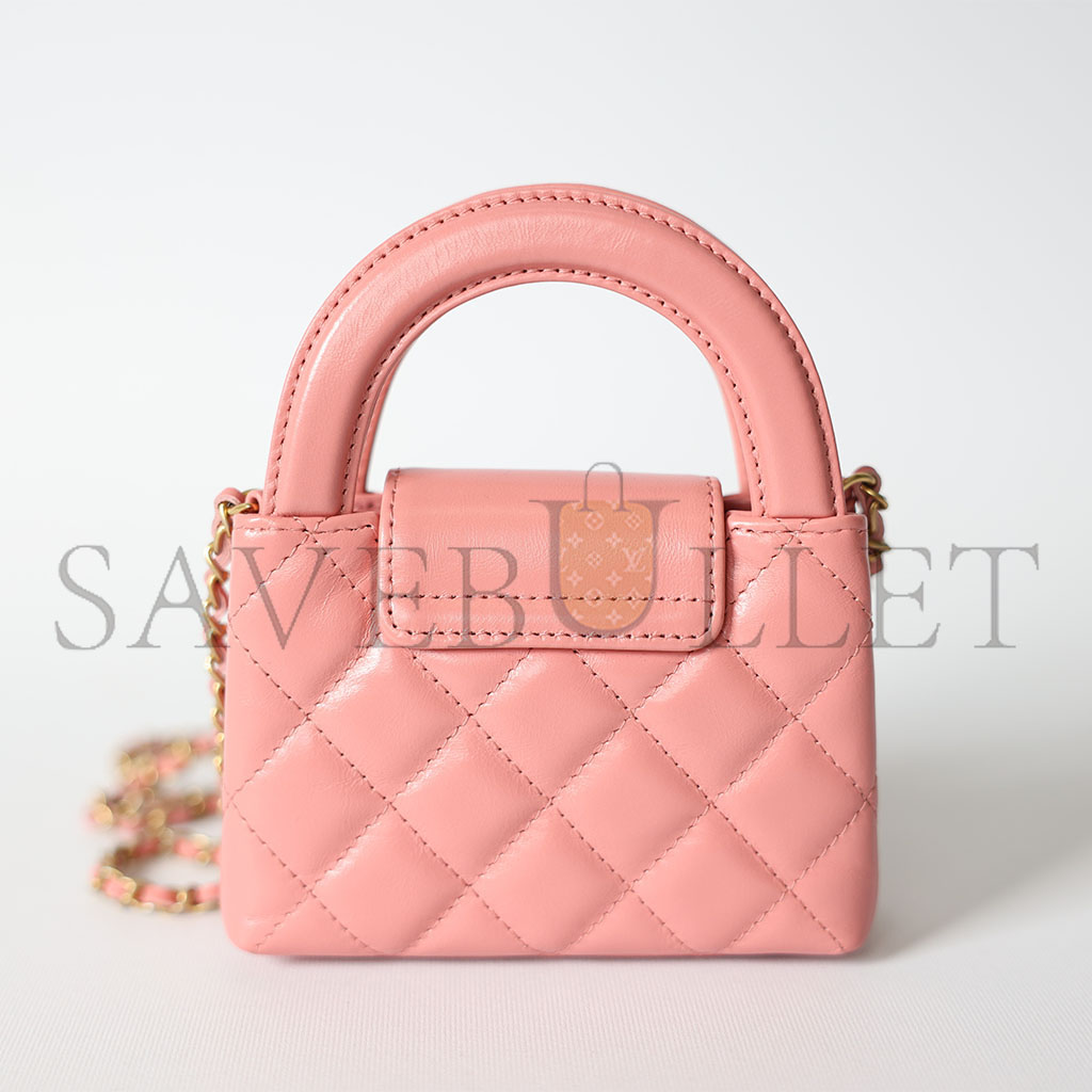 CHANEL MASTER KELLY MINI, PINK CALFSKIN WITH GOLD HARDWARE (12.5*8.3*4cm)