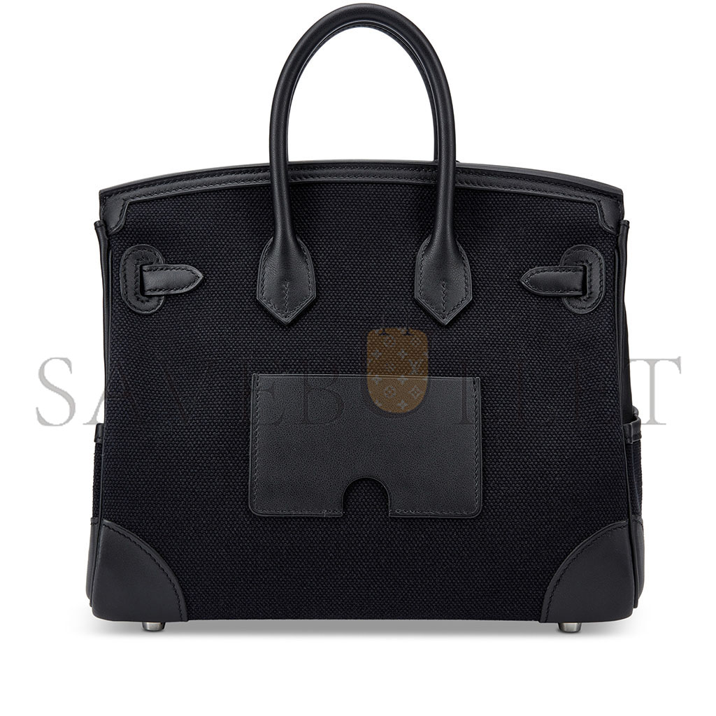 HERMES MASTER BIRKIN 25 BLACK CANVAS BAG SILVER BUCKLE MSBK3401804 (25*20*13cm)