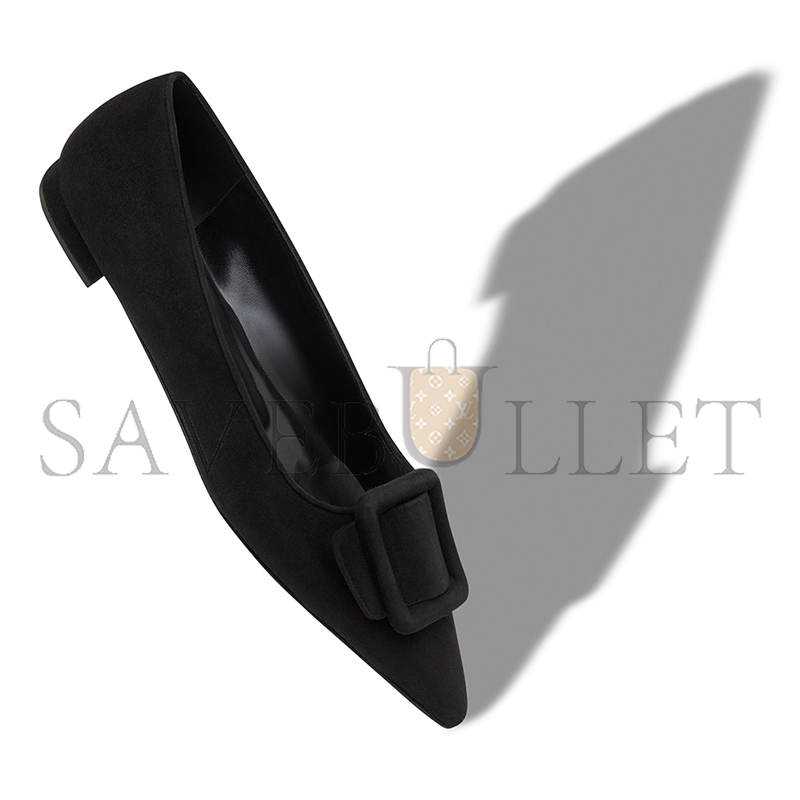 MANOLO BLAHNIK MAYSALEPUMPFLAT BLACK SUEDE BUCKLE DETAIL FLAT PUMPS 322-2402-0001 MANOLO BLAHNIK MAYSALEPUMPFLAT BLACK SUEDE BUCKLE DETAIL FLAT PUMPS 322-2402-0001