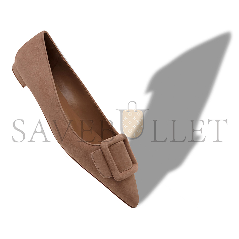 MANOLO BLAHNIK MAYSALEPUMPFLAT BEIGE SUEDE BUCKLE DETAIL FLAT PUMPS 322-2402-0003 MANOLO BLAHNIK MAYSALEPUMPFLAT BEIGE SUEDE BUCKLE DETAIL FLAT PUMPS 322-2402-0003