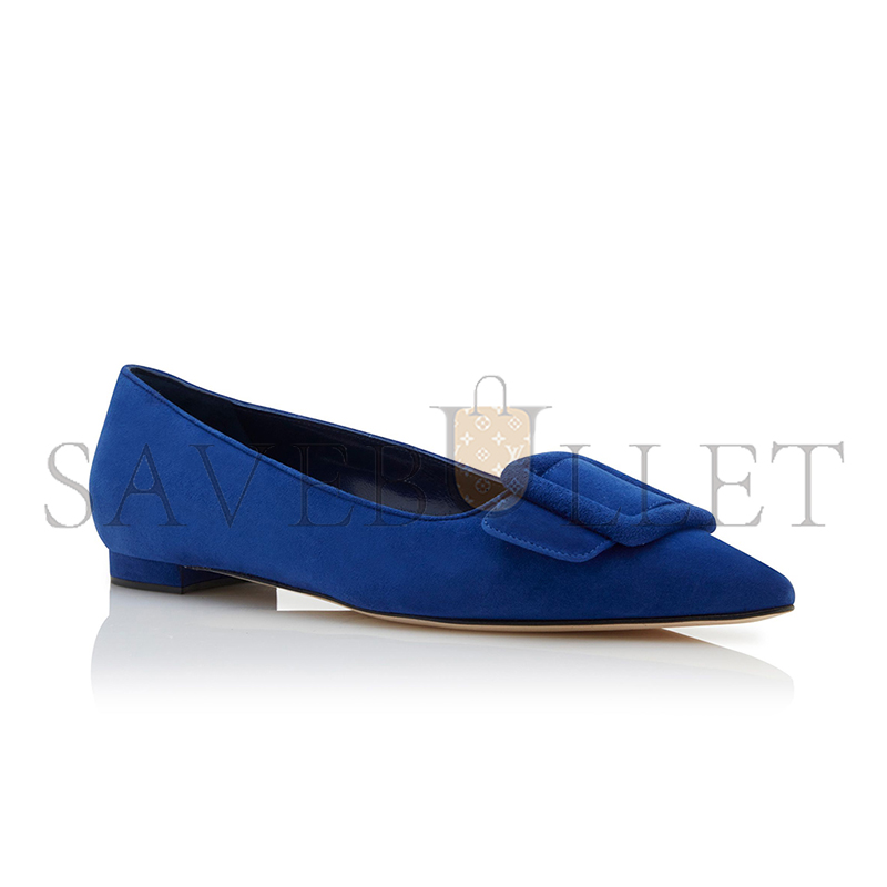 MANOLO BLAHNIK MAYSALEPUMPFLAT BLUE SUEDE BUCKLE DETAIL FLAT PUMPS 322-2402-0031 MANOLO BLAHNIK MAYSALEPUMPFLAT BLUE SUEDE BUCKLE DETAIL FLAT PUMPS 322-2402-0031