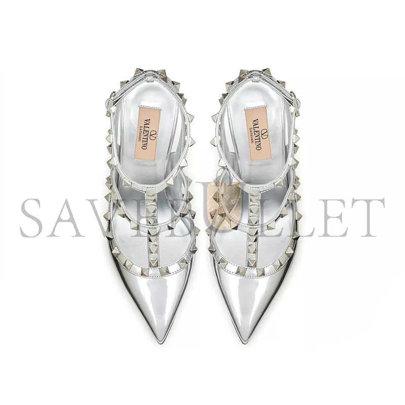 VALENTINO ROCKSTUD MIRROR-EFFECT PUMP WITH MATCHING STRAPS AND STUDS 100MM 3W2S0393WRP_S13 VALENTINO ROCKSTUD MIRROR-EFFECT PUMP WITH MATCHING STRAPS AND STUDS 100MM 3W2S0393WRP_S13