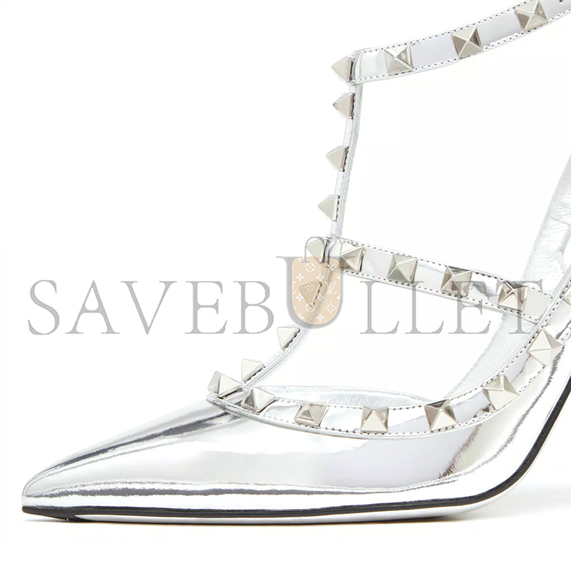 VALENTINO ROCKSTUD MIRROR-EFFECT PUMP WITH MATCHING STRAPS AND STUDS 100MM 3W2S0393WRP_S13 VALENTINO ROCKSTUD MIRROR-EFFECT PUMP WITH MATCHING STRAPS AND STUDS 100MM 3W2S0393WRP_S13