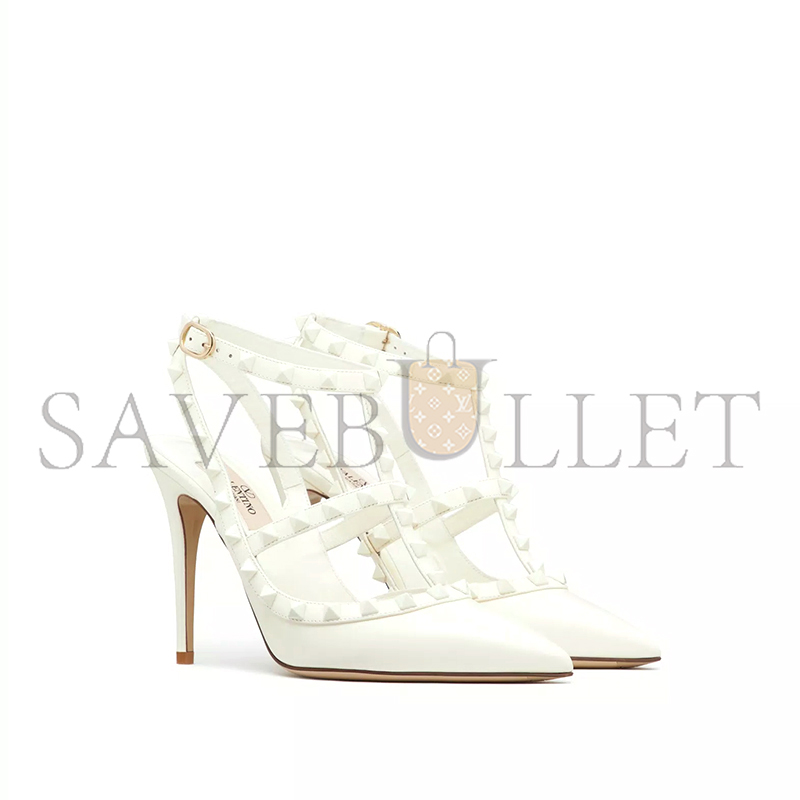 VALENTINO ROCKSTUD ANKLE STRAP PUMP WITH TONAL STUDS 100 MM 5W2S0393VB8_098 VALENTINO ROCKSTUD ANKLE STRAP PUMP WITH TONAL STUDS 100 MM 5W2S0393VB8_098