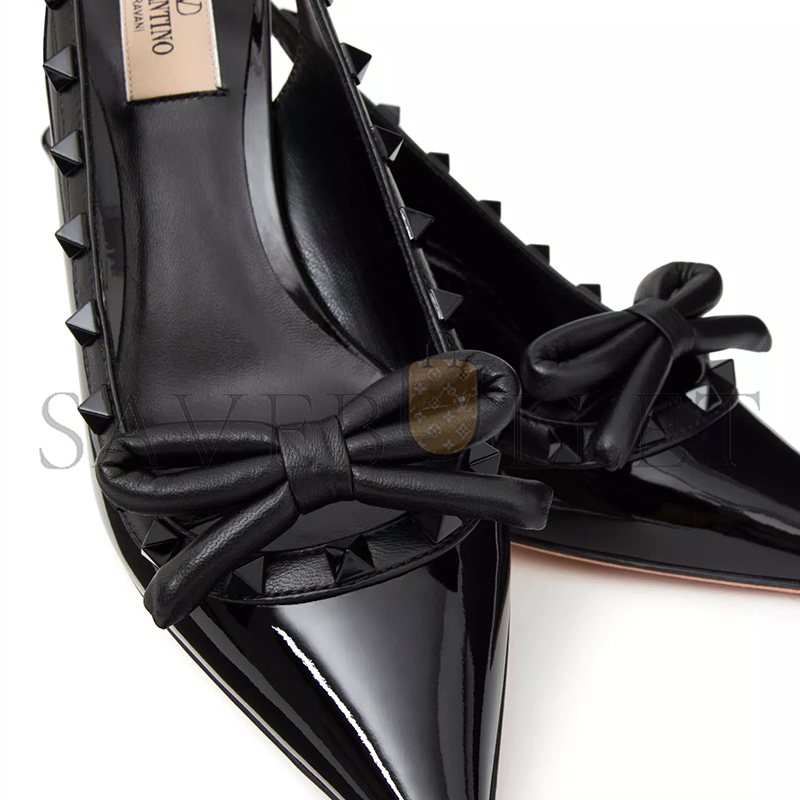 VALENTINO ROCKSTUD BOW SLINGBACK PUMP IN PATENT LEATHER WITH MATCHING STUDS 60MM 5W2S0IB8IXH_0NO VALENTINO ROCKSTUD BOW SLINGBACK PUMP IN PATENT LEATHER WITH MATCHING STUDS 60MM 5W2S0IB8IXH_0NO