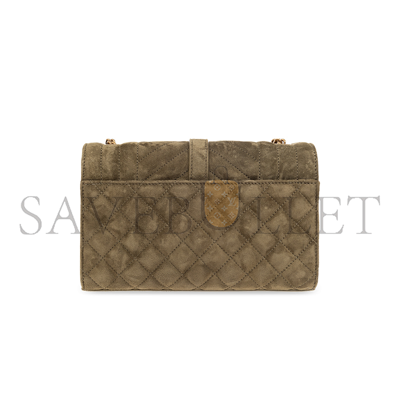 YSL ENVELOPE SMALL BAG IN SUDE SHOULDER BAG GREEN 6001951U8873206 (21*13*6cm)