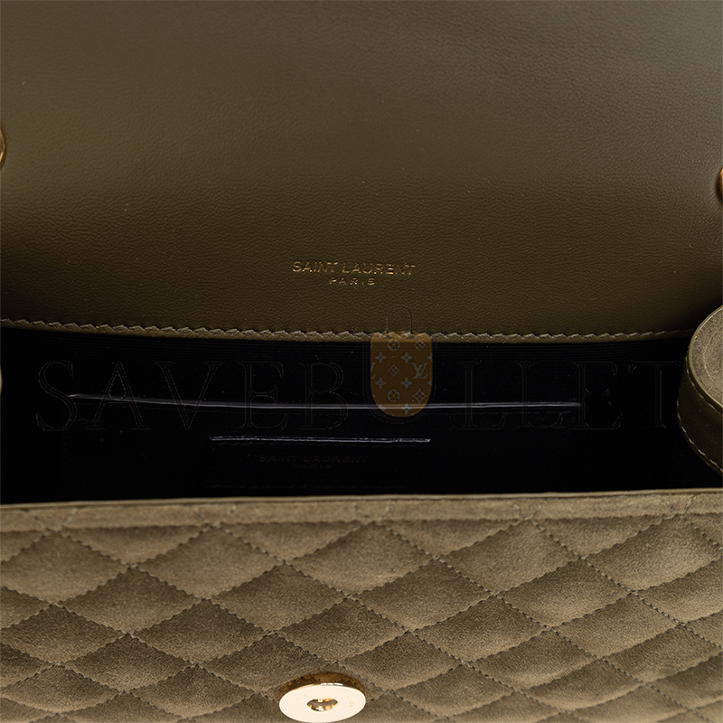 YSL ENVELOPE SMALL BAG IN SUDE SHOULDER BAG GREEN 6001951U8873206 (21*13*6cm)