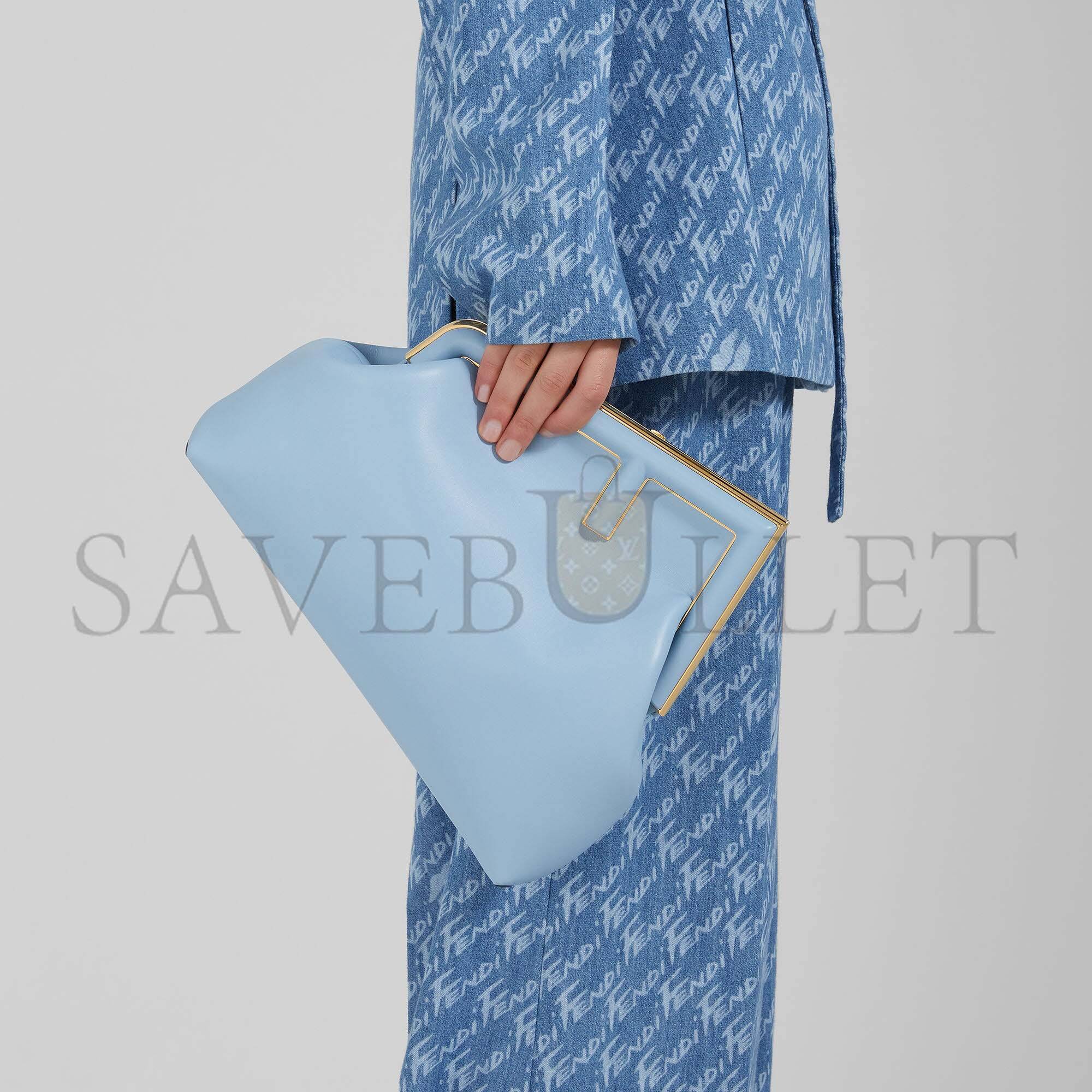 FENDI FIRST MEDIUM - LIGHT BLUE LEATHER BAG 8BP127ABVEF1993 (32.5*23.5*15cm) FENDI FIRST MEDIUM - LIGHT BLUE LEATHER BAG 8BP127ABVEF1993 (32.5*23.5*15cm)