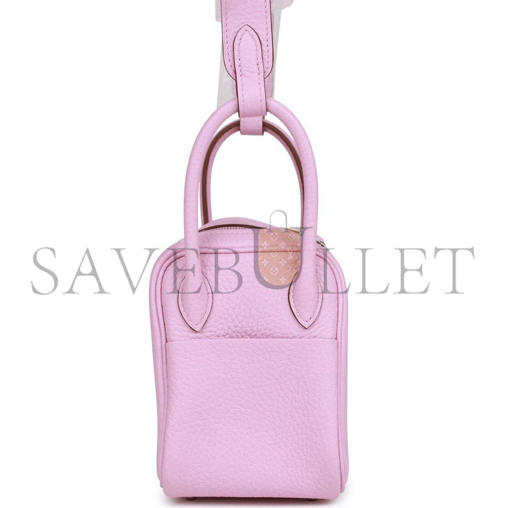 HERMES MINI LINDY MAUVE SYLVESTRE CLEMENCE PALLADIUM HARDWARE (19*12.5*9)