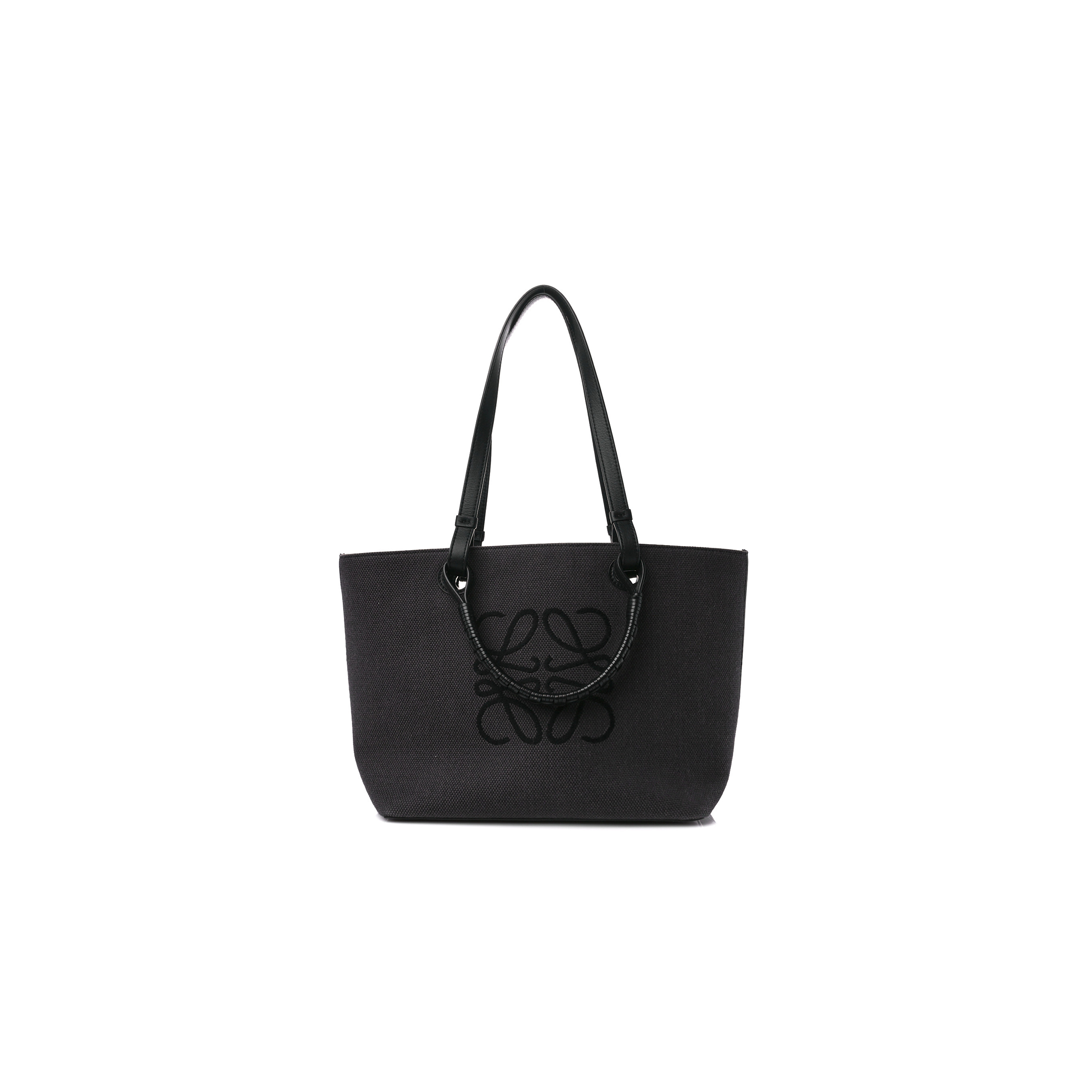 LOEWE CANVAS CALFSKIN MEDIUM ANAGRAM TOTE ANTHRACITE (32*30*17cm)