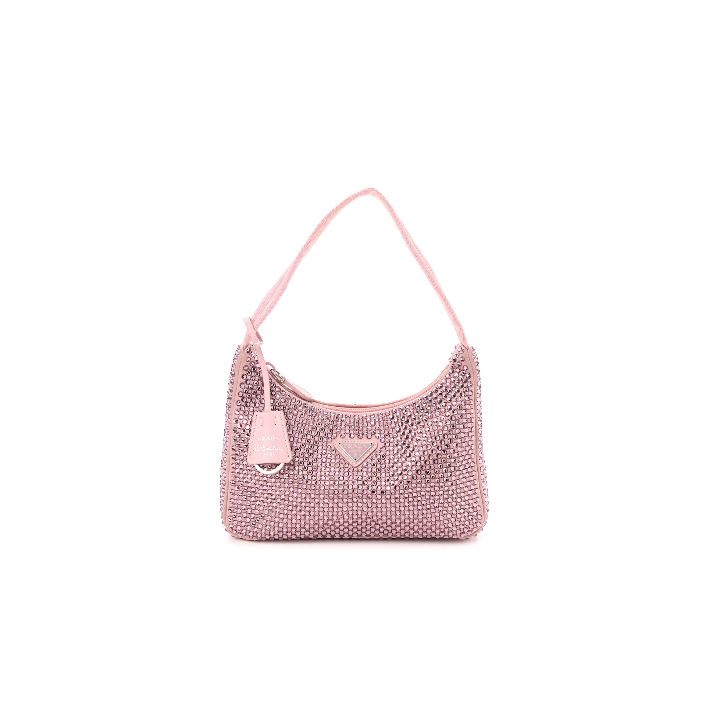 PRADA SATIN CRYSTAL MINI RE-EDITION 2000 BAG ALABASTRO (23*17*6cm)