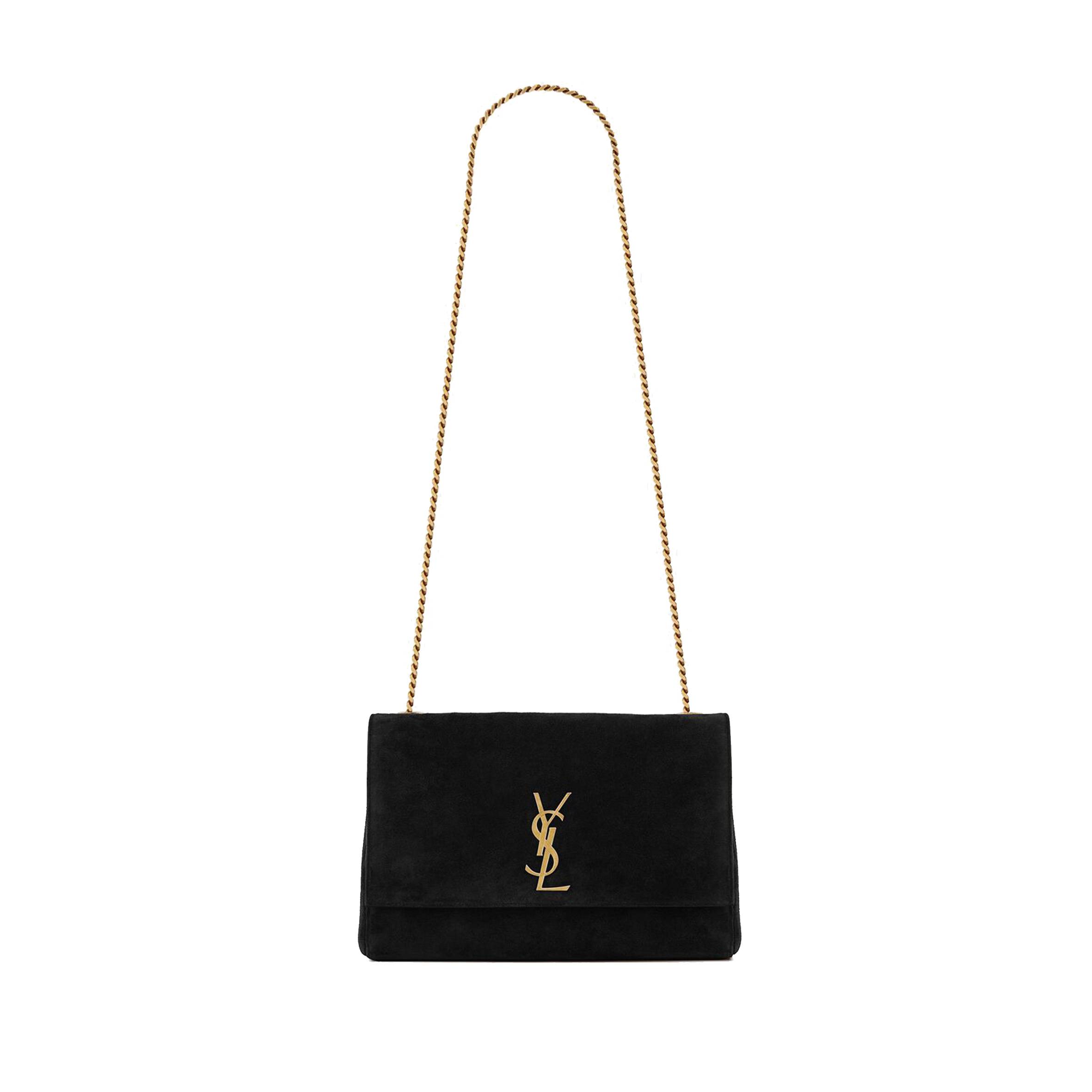 YSL KATE MEDIUM REVERSIBLE CHAIN BAG IN SUEDE AND SMOOTH LEATHER 5538040UD7W1000 (28.5*20*6cm)