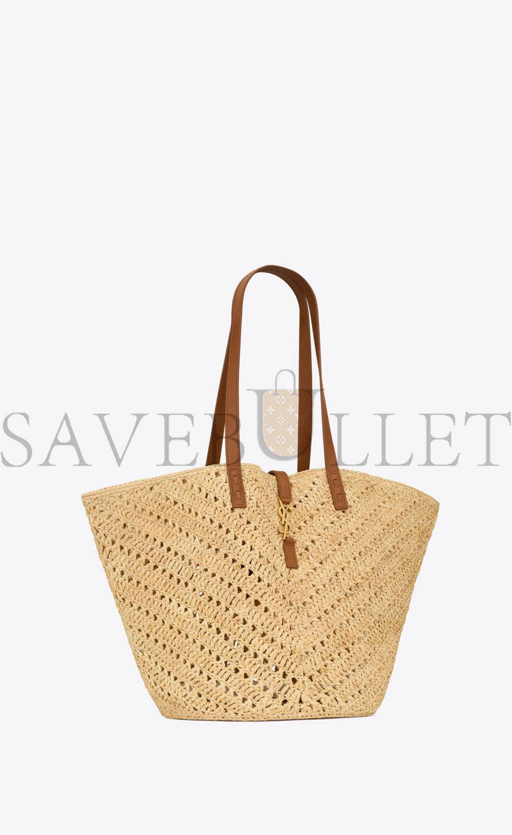 YSL PANIER MEDIUM IN RAFFIA AND VEGETABLE-TANNED LEATHER 740375GAADJ2080 (44*21*20cm) YSL PANIER MEDIUM IN RAFFIA AND VEGETABLE-TANNED LEATHER 740375GAADJ2080 (44*21*20cm)