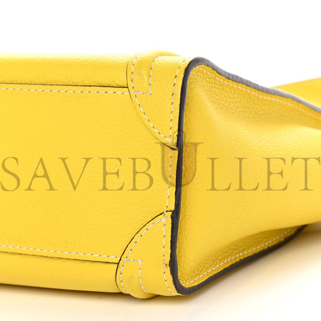 CELINE DRUMMED CALFSKIN NANO LUGGAGE CITRON (20*20*10cm) CELINE DRUMMED CALFSKIN NANO LUGGAGE CITRON (20*20*10cm)