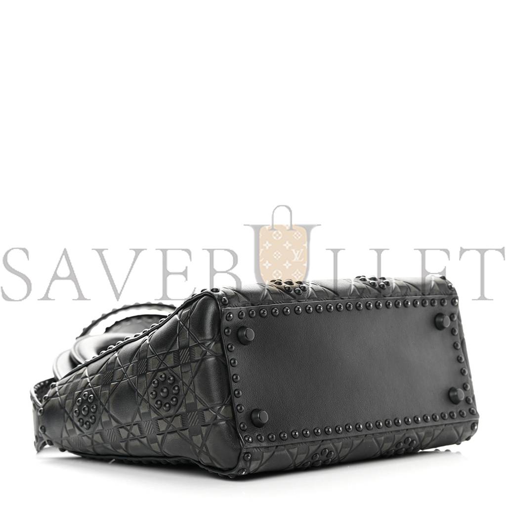 DIOR CALFSKIN CANNAGE EMBOSSED STUDDED MEDIUM SUPPLE LADY DIOR BLACK (24*20*12.1cm)