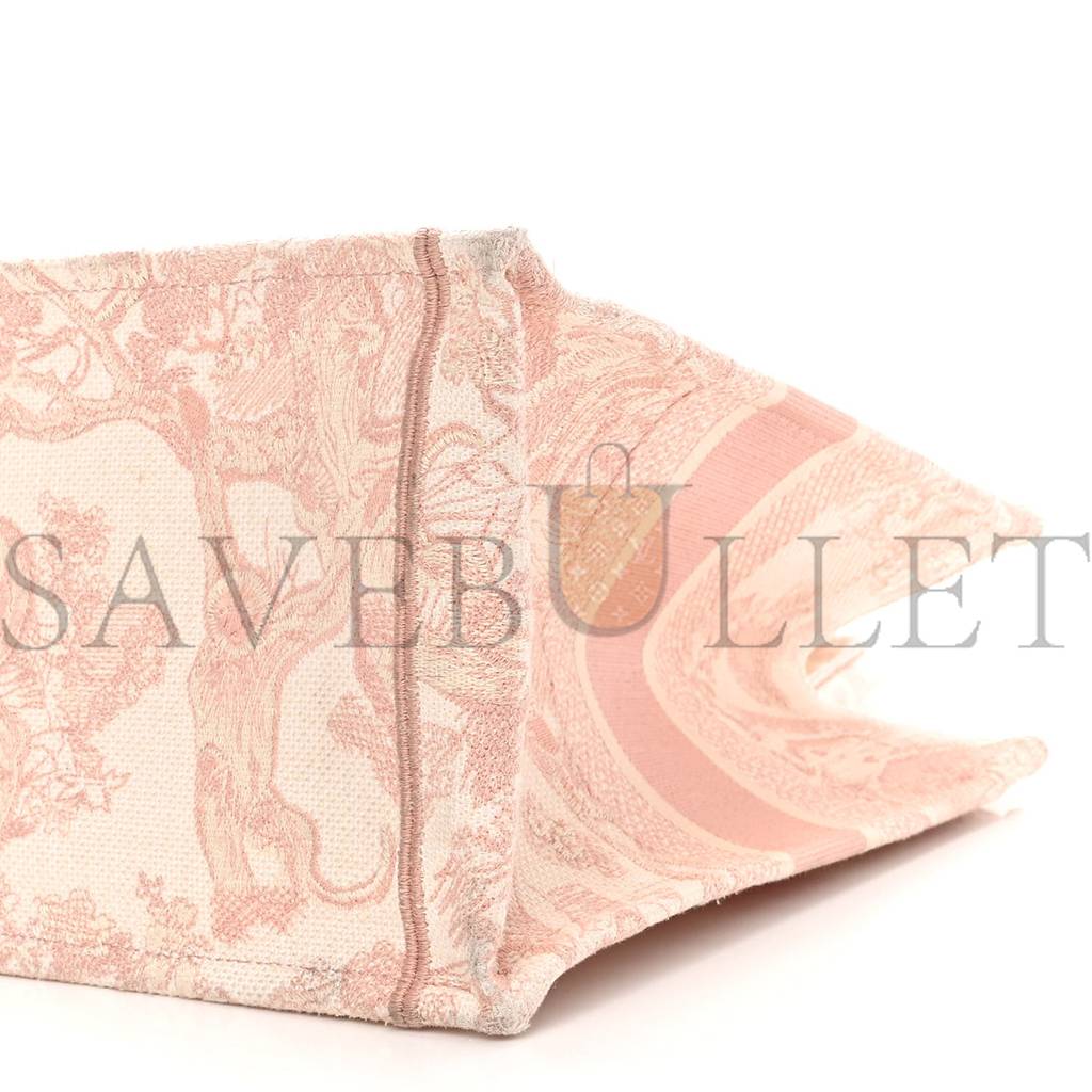 DIOR CANVAS TOILE DE JOUY EMBROIDERED MEDIUM BOOK TOTE PINK (36*27*16.5cm)