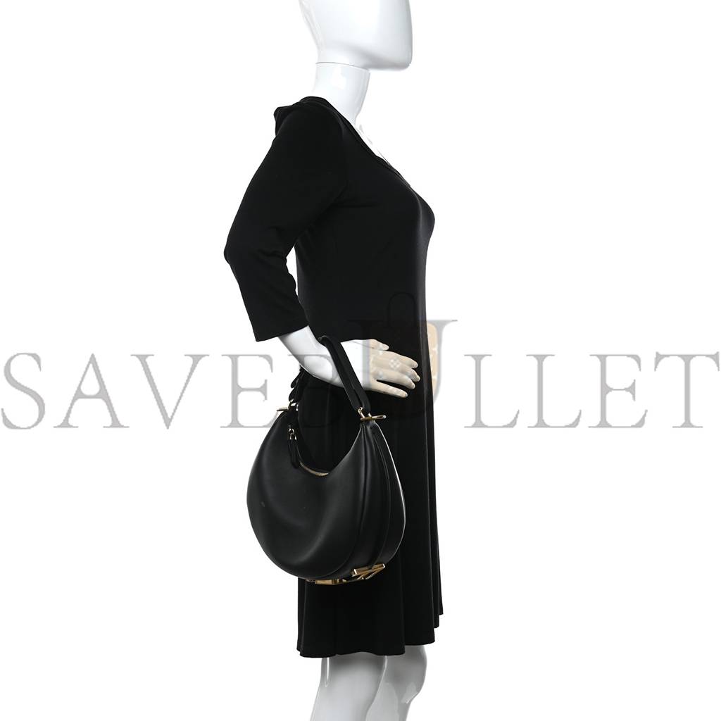 FENDI VITELLO GRACE MATTE SMALL FENDIGRAPHY HOBO BAG BLACK (28*24*9cm) FENDI VITELLO GRACE MATTE SMALL FENDIGRAPHY HOBO BAG BLACK (28*24*9cm)