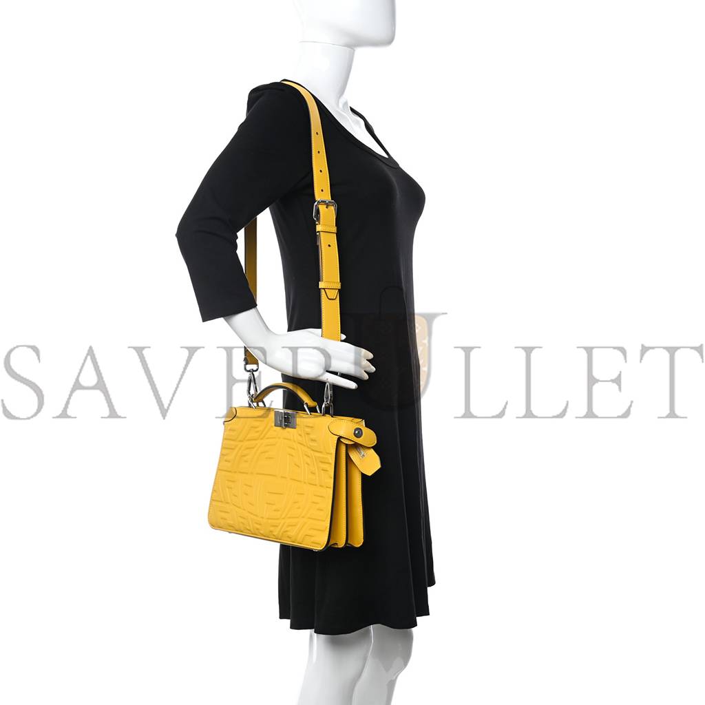 FENDI X SARAH COLEMAN NAPPA FF FISH EYE EMBOSSED MINI PEEKABOO I SEE U SATCHEL MIMOSA (25*20*10cm) FENDI X SARAH COLEMAN NAPPA FF FISH EYE EMBOSSED MINI PEEKABOO I SEE U SATCHEL MIMOSA (25*20*10cm)