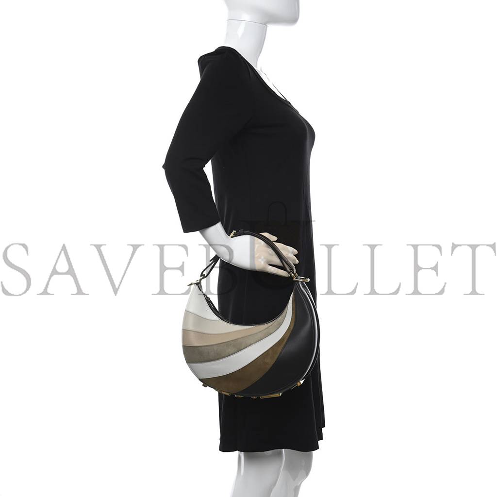 FENDI VITELLO SETA GOATSKIN SUEDE RAINBOW INLAY SMALL FENDIGRAPHY HOBO BAG GRIGIO MULTICOLOR EBANO (28*23*8cm) FENDI VITELLO SETA GOATSKIN SUEDE RAINBOW INLAY SMALL FENDIGRAPHY HOBO BAG GRIGIO MULTICOLOR EBANO (28*23*8cm)