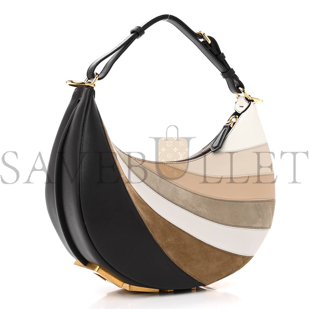 FENDI VITELLO SETA GOATSKIN SUEDE RAINBOW INLAY SMALL FENDIGRAPHY HOBO BAG GRIGIO MULTICOLOR EBANO (28*23*8cm) FENDI VITELLO SETA GOATSKIN SUEDE RAINBOW INLAY SMALL FENDIGRAPHY HOBO BAG GRIGIO MULTICOLOR EBANO (28*23*8cm)