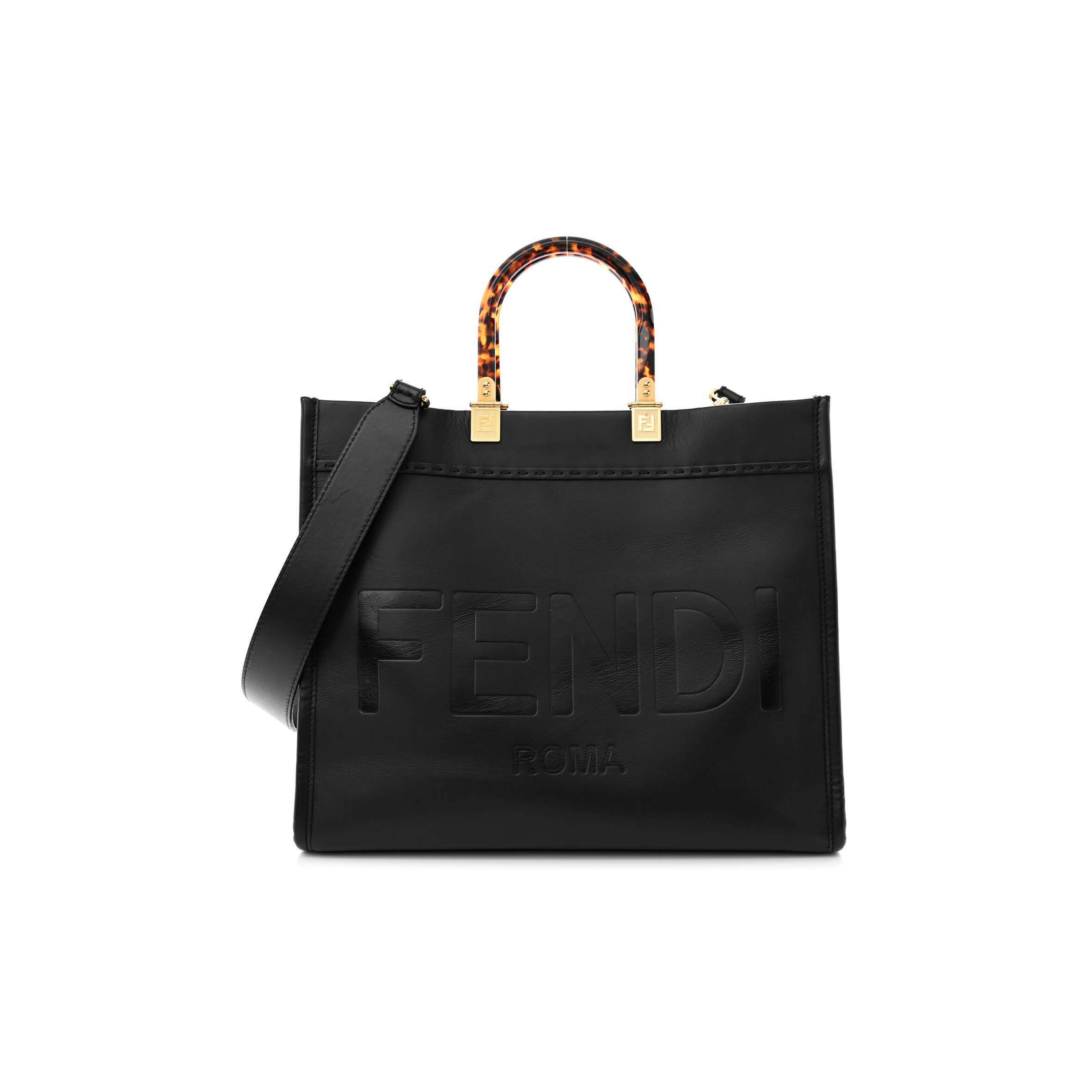 FENDI VITELLO KING PLEXIGLASS MEDIUM FENDI SUNSHINE SHOPPER TOTE BLACK (36*30*17cm) FENDI VITELLO KING PLEXIGLASS MEDIUM FENDI SUNSHINE SHOPPER TOTE BLACK (36*30*17cm)