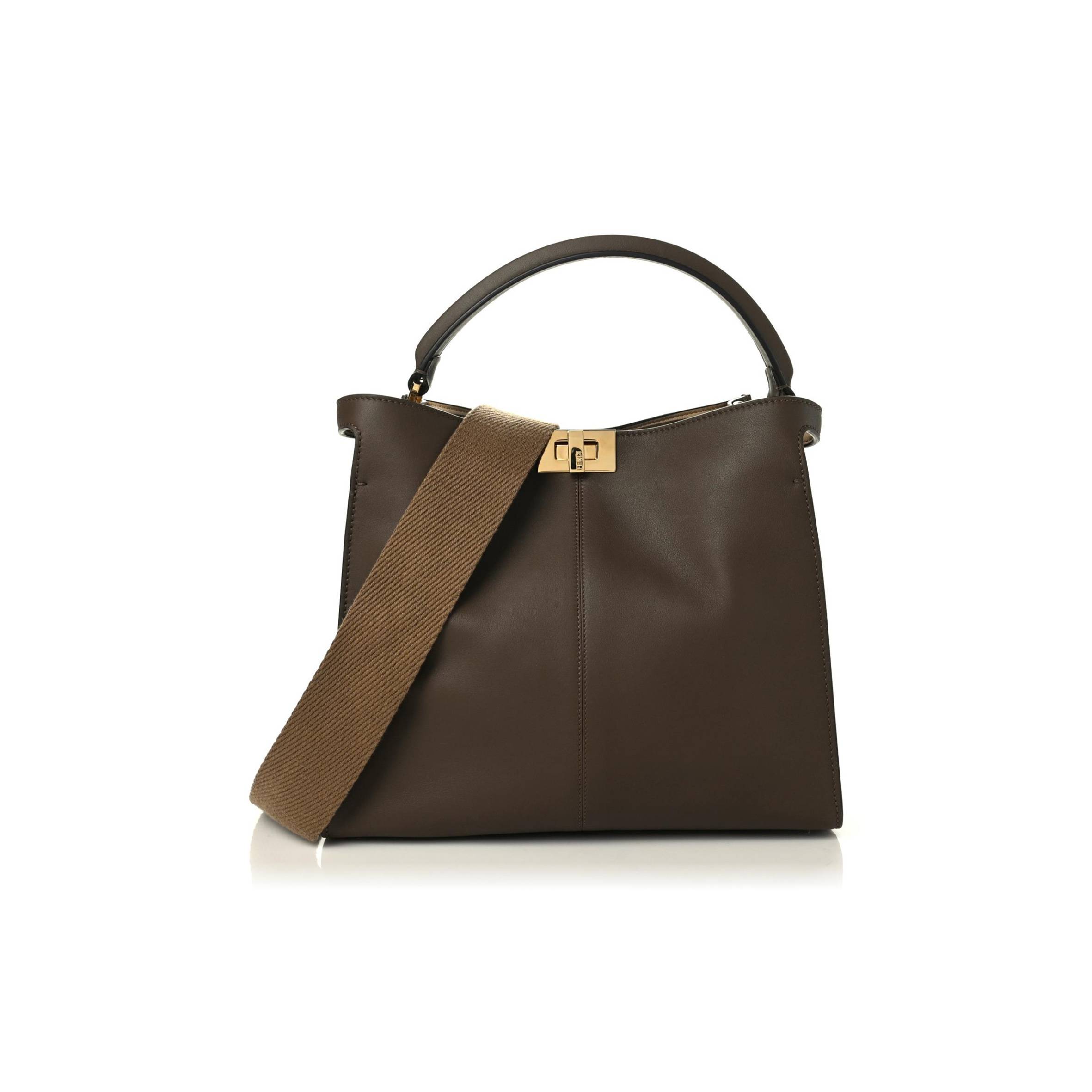FENDI VITELLO SETA GLAZED FABRIC FF 1974 MEDIUM PEEKABOO X-LITE MAYA MOGANO PANNA (30*25*15cm) FENDI VITELLO SETA GLAZED FABRIC FF 1974 MEDIUM PEEKABOO X-LITE MAYA MOGANO PANNA (30*25*15cm)