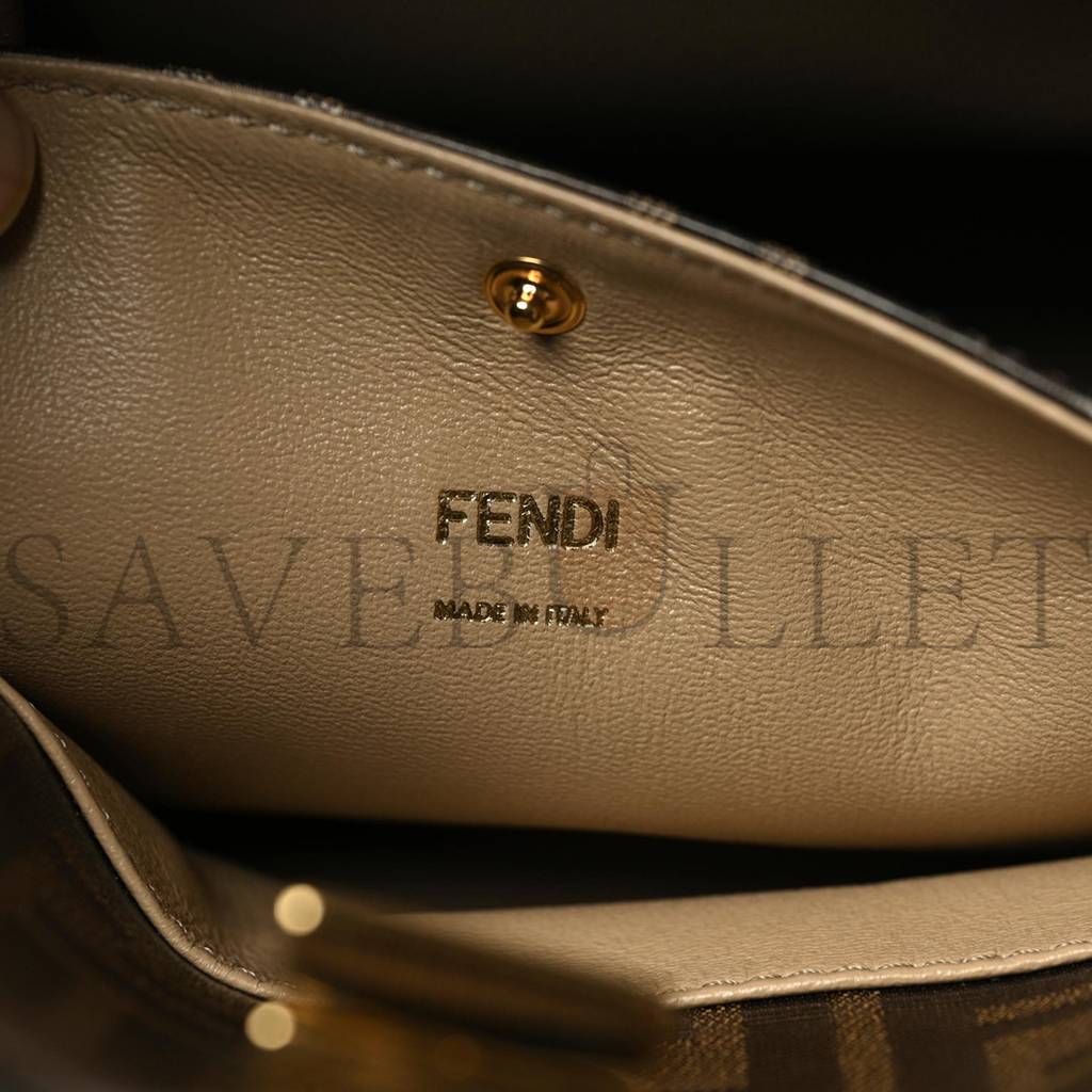 FENDI VITELLO SETA GLAZED FABRIC FF 1974 MEDIUM PEEKABOO X-LITE MAYA MOGANO PANNA (30*25*15cm) FENDI VITELLO SETA GLAZED FABRIC FF 1974 MEDIUM PEEKABOO X-LITE MAYA MOGANO PANNA (30*25*15cm)