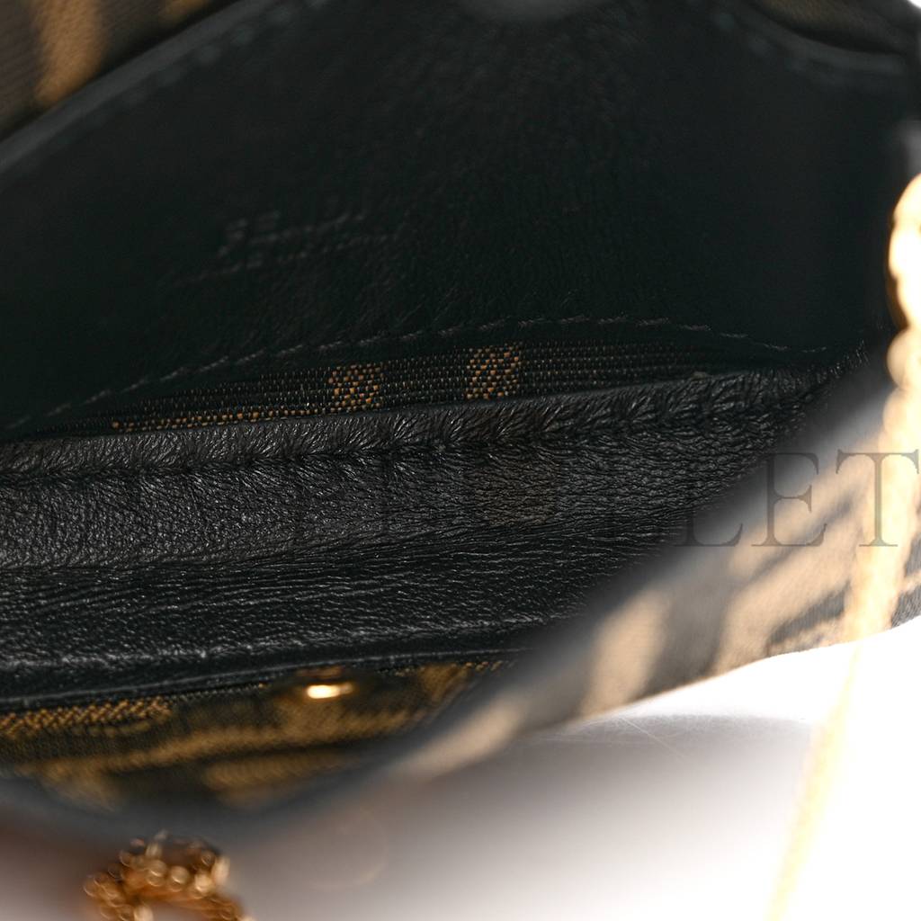 FENDI FABRIC JACQUARD FF 1974 NANO BAGUETTE CHARM TOBACCO MORO BLACK (10*6*3cm) FENDI FABRIC JACQUARD FF 1974 NANO BAGUETTE CHARM TOBACCO MORO BLACK (10*6*3cm)
