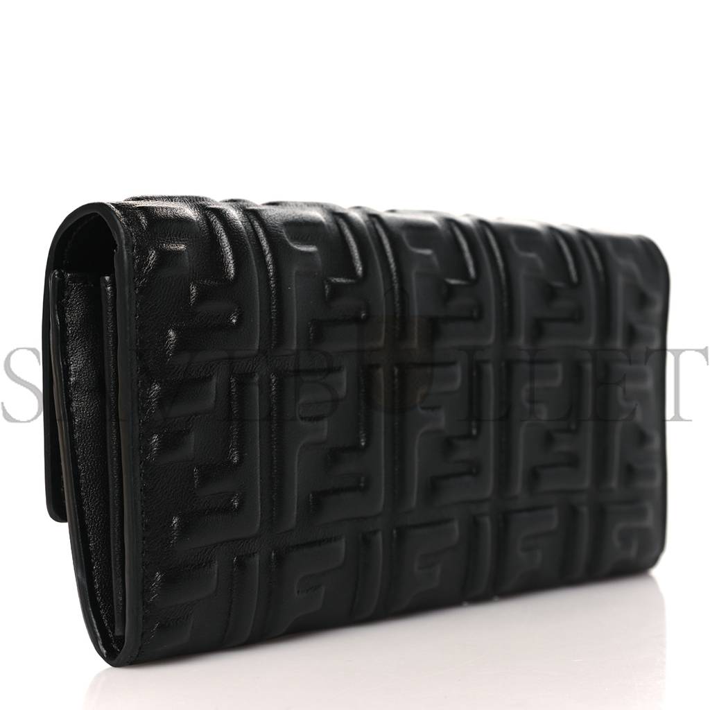 FENDI NAPPA FF EMBOSSED CONTINENTAL WALLET BLACK (19*10*3cm) FENDI NAPPA FF EMBOSSED CONTINENTAL WALLET BLACK (19*10*3cm)